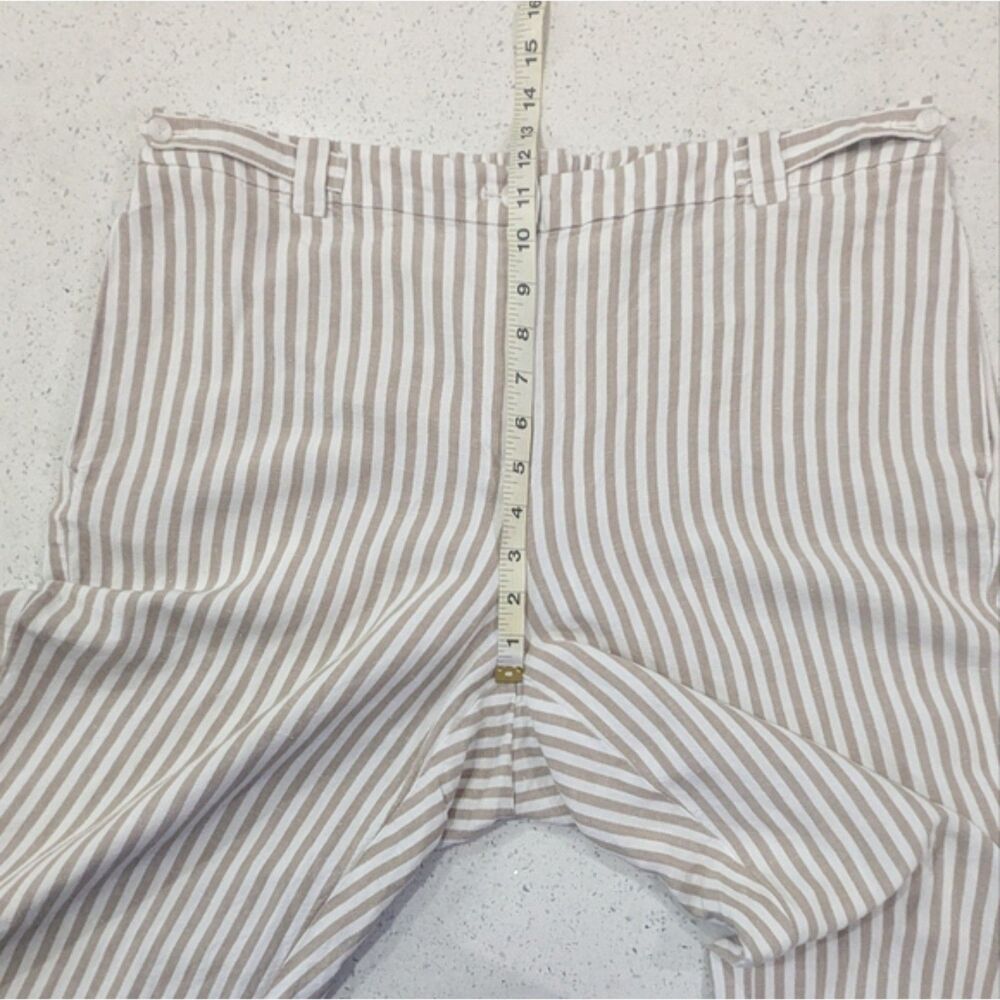 J.Jill Women Linen Blend Crop Capri Pants Size 16 Tan Striped High Rise Summer - Picture 5 of 11